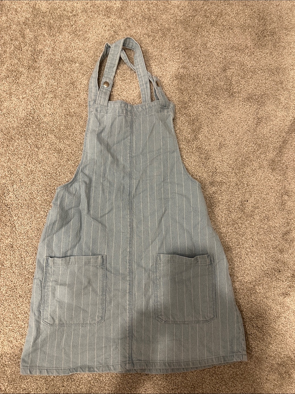 Forever 21 Light blue Pinstripe sleeveless denim dress with Front Pockets